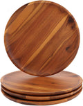 AIDEA Acacia Wood Dinner Plates 8 in Set of 4 - Durable Natural