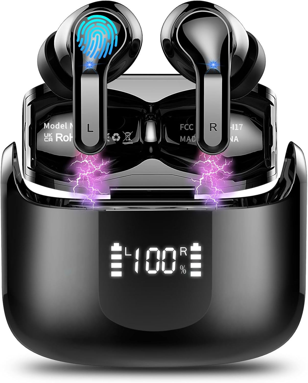 Wireless Bass Earbuds, 40H Playtime, Noise-Canceling Mic, IP7 Waterproof - Ordtop