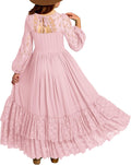 Girls Boho Backless Lace Flower Maxi Dress - Dreamy Party Look