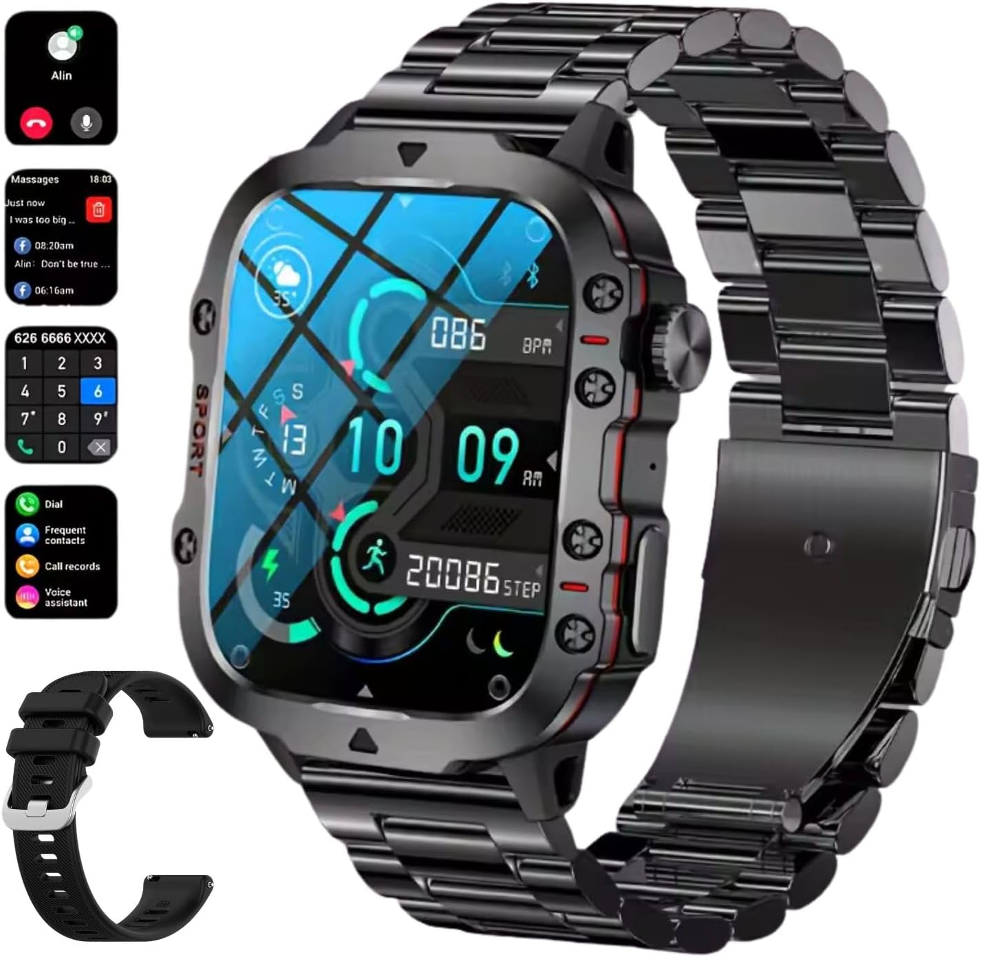 DBOGA Men's Fitness Smartwatch: 100+ Sports Modes, Heart Rate Monitor, IP68 Water-Resistant