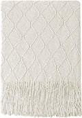 BOURINA Beige Throw Blanket 60x80 in - Soft Textured Sofa Throw