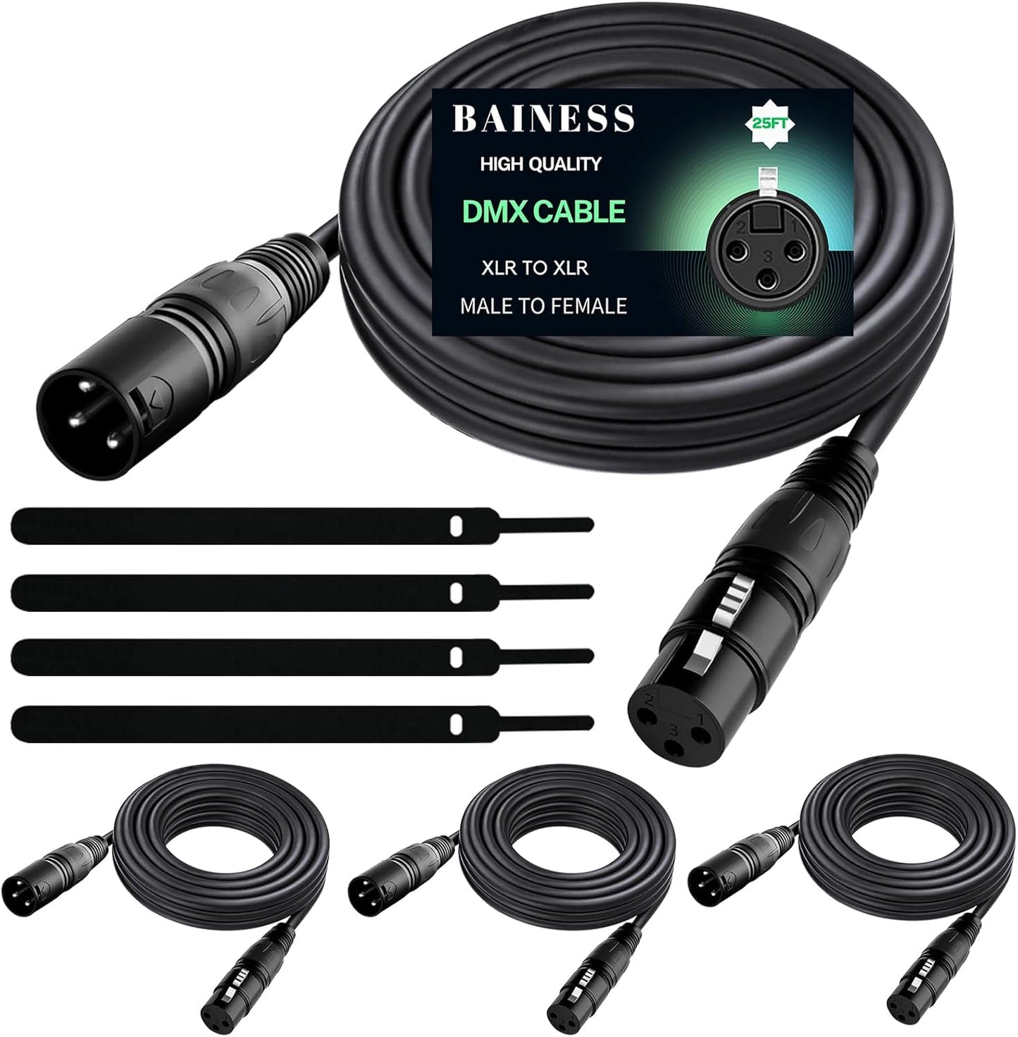 25ft Flexible DMX Cable for Stage Lighting and DJ Lights