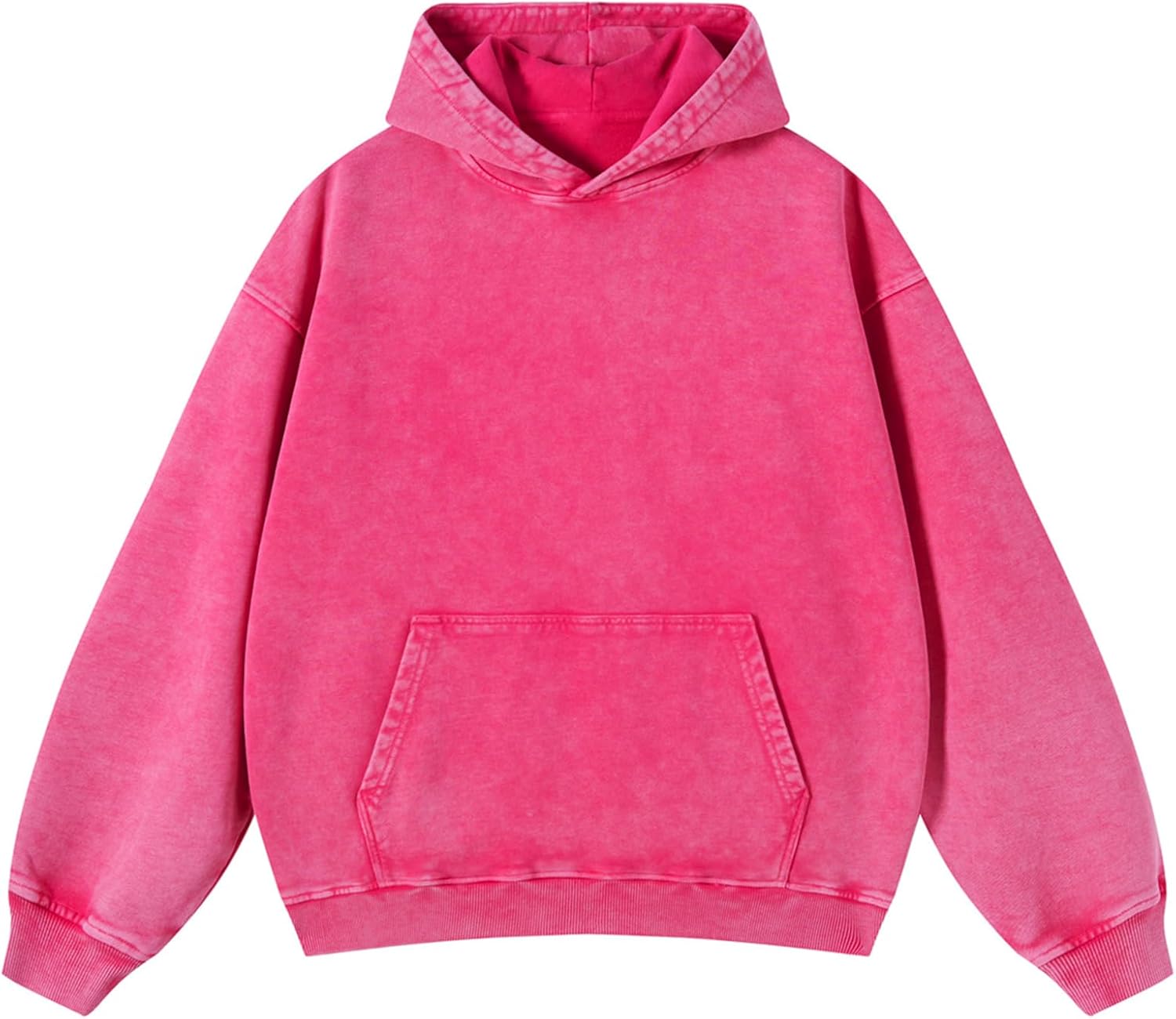 Mens Vintage Oversized Hoodie Acid Wash Cotton Pullover Sweatshirt