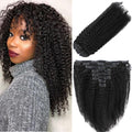 Afro Curly Clip In Hair Extensions 4B 4C 20in - Seamless Blend