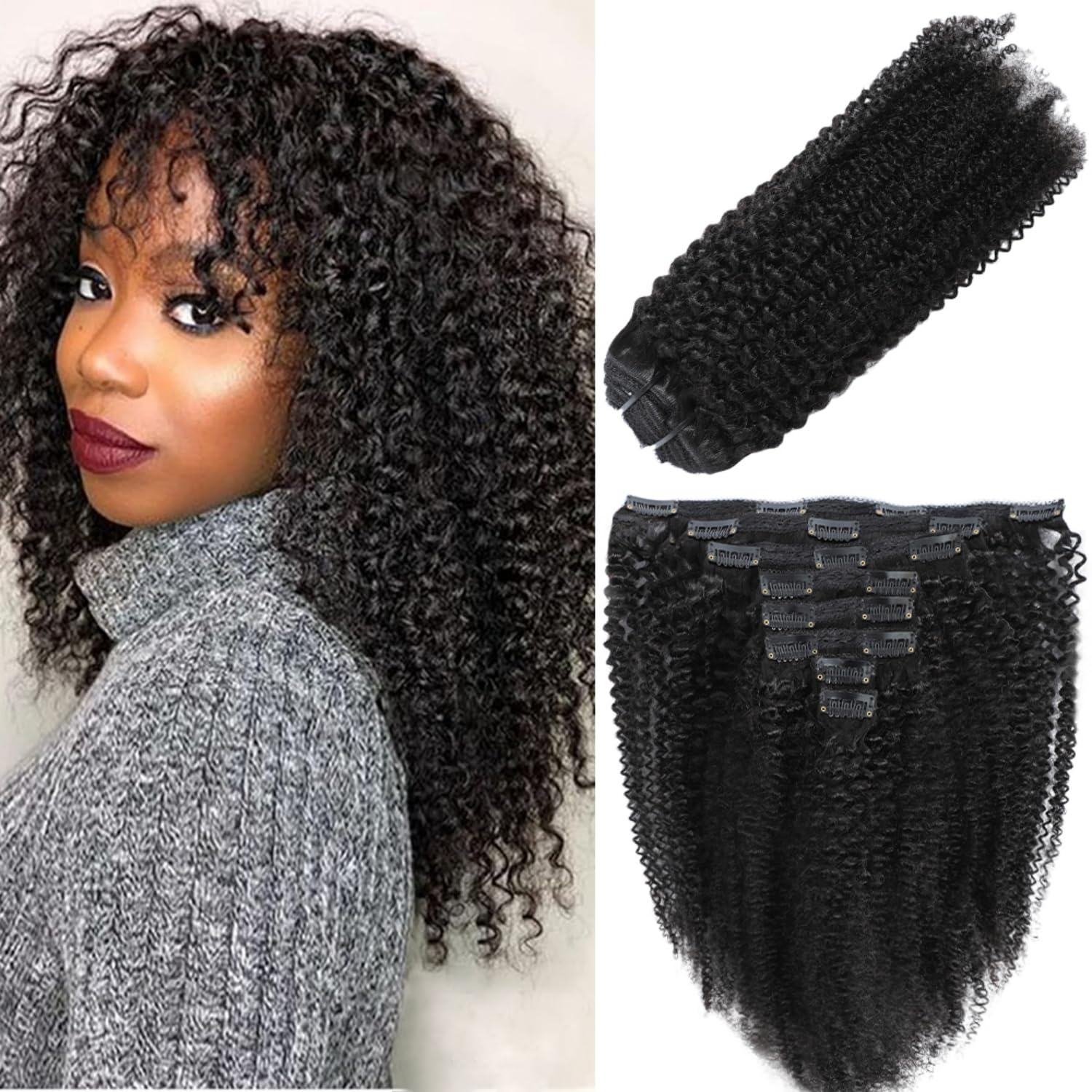 Lumiere Afro Curly Clip In Hair Extensions for Natural Look