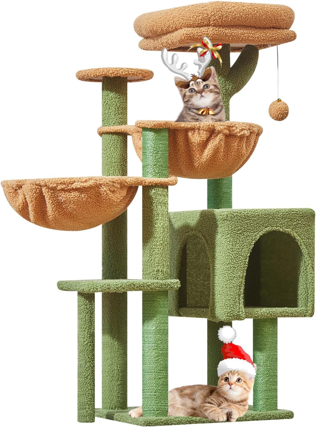 Taoqimiao Cat Tree 39.4-Inch Plush Condo with Scratching Posts