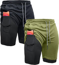 OEBLD Men's 2-in-1 Athletic Shorts for Gym and Running 7-Inch