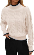 ZESICA Women's Chunky Mock Neck Cable Knit Pullover - Cozy Fall Staple