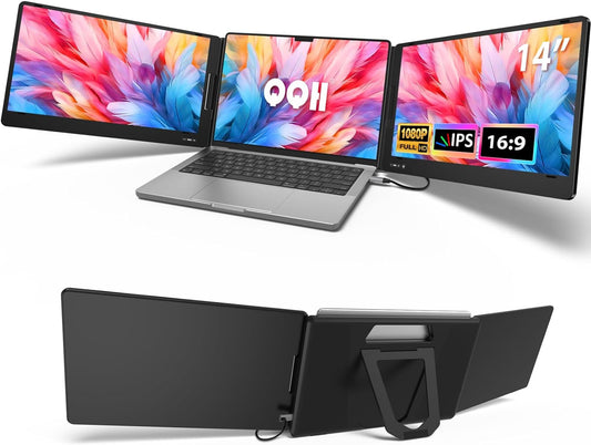 Triple Portable Monitor, Plug & Play with One USB-C, 1080P Extender