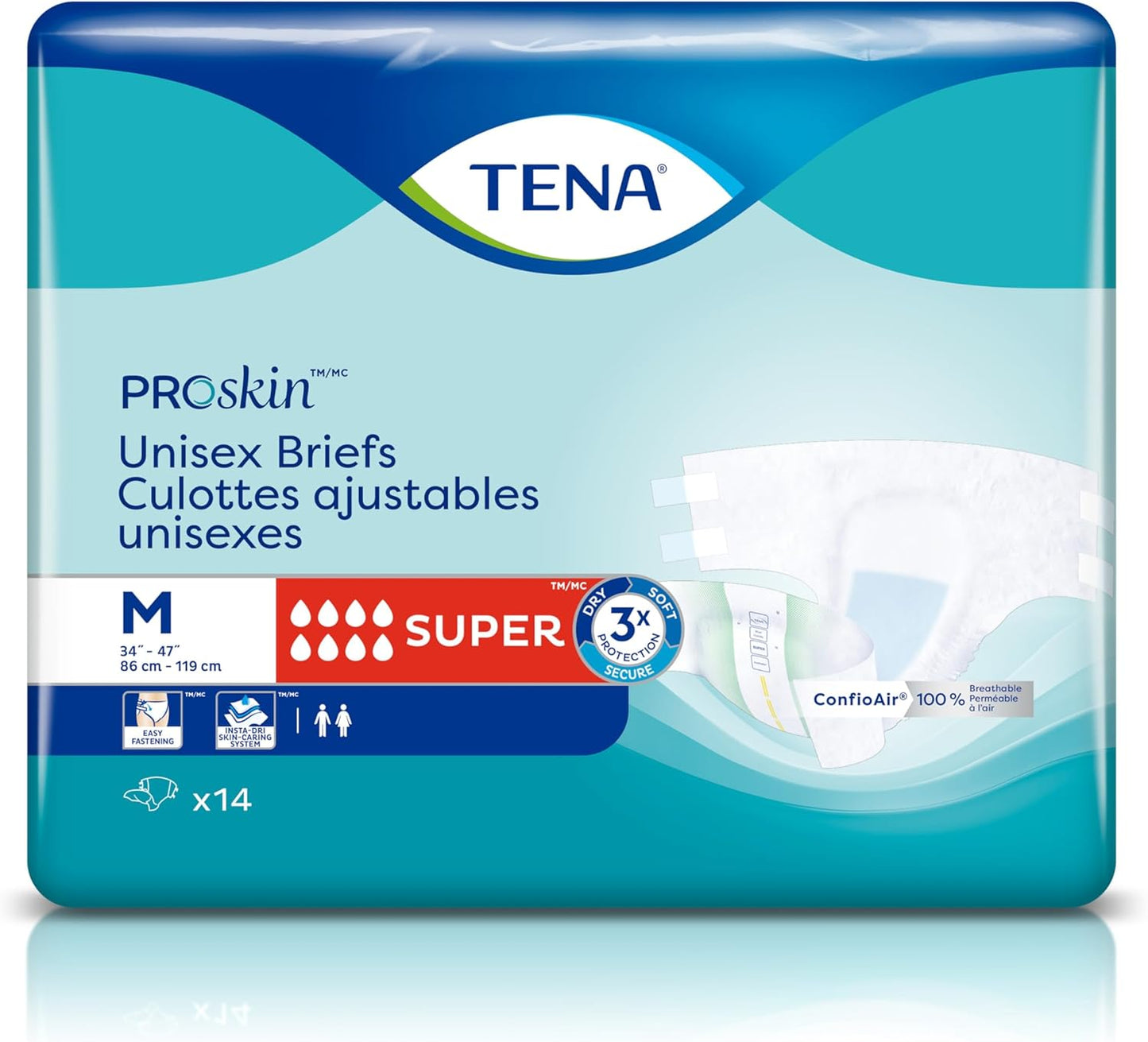 TENA ProSkin Maximum Absorbency Adult Diapers, Medium - 14ct