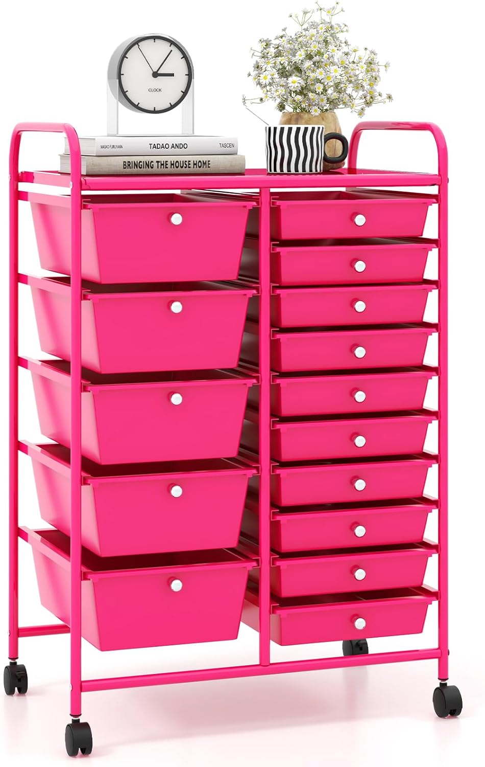 Giantex 15 Drawers Rolling Cart for Classroom and Home Use