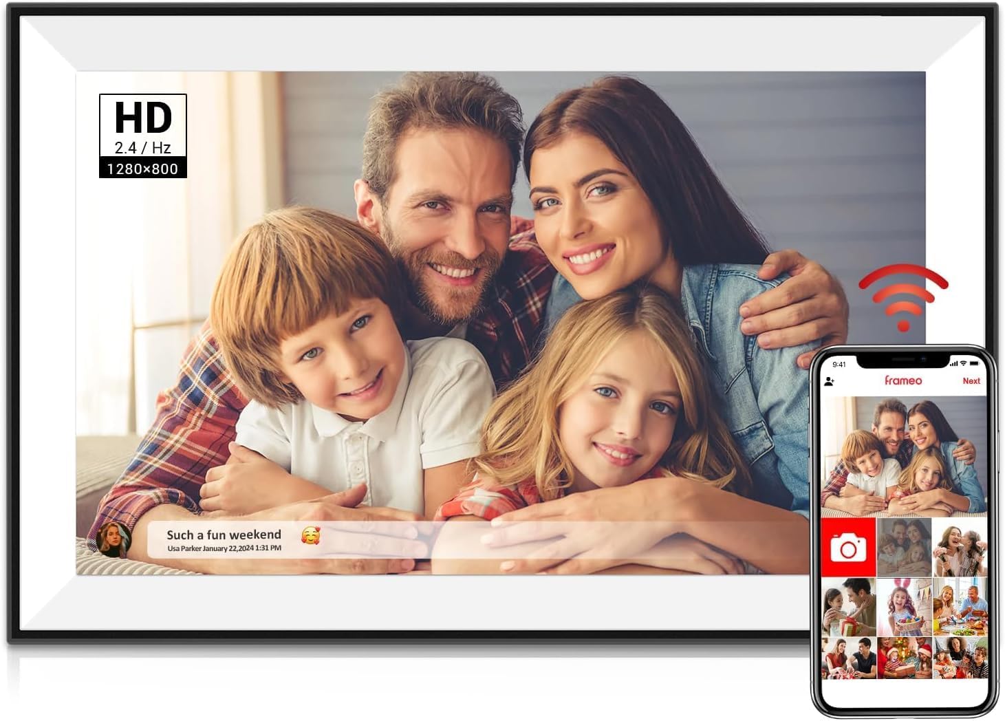 Frameo Digital Picture Frame 10.1 Inch with WiFi and Storage