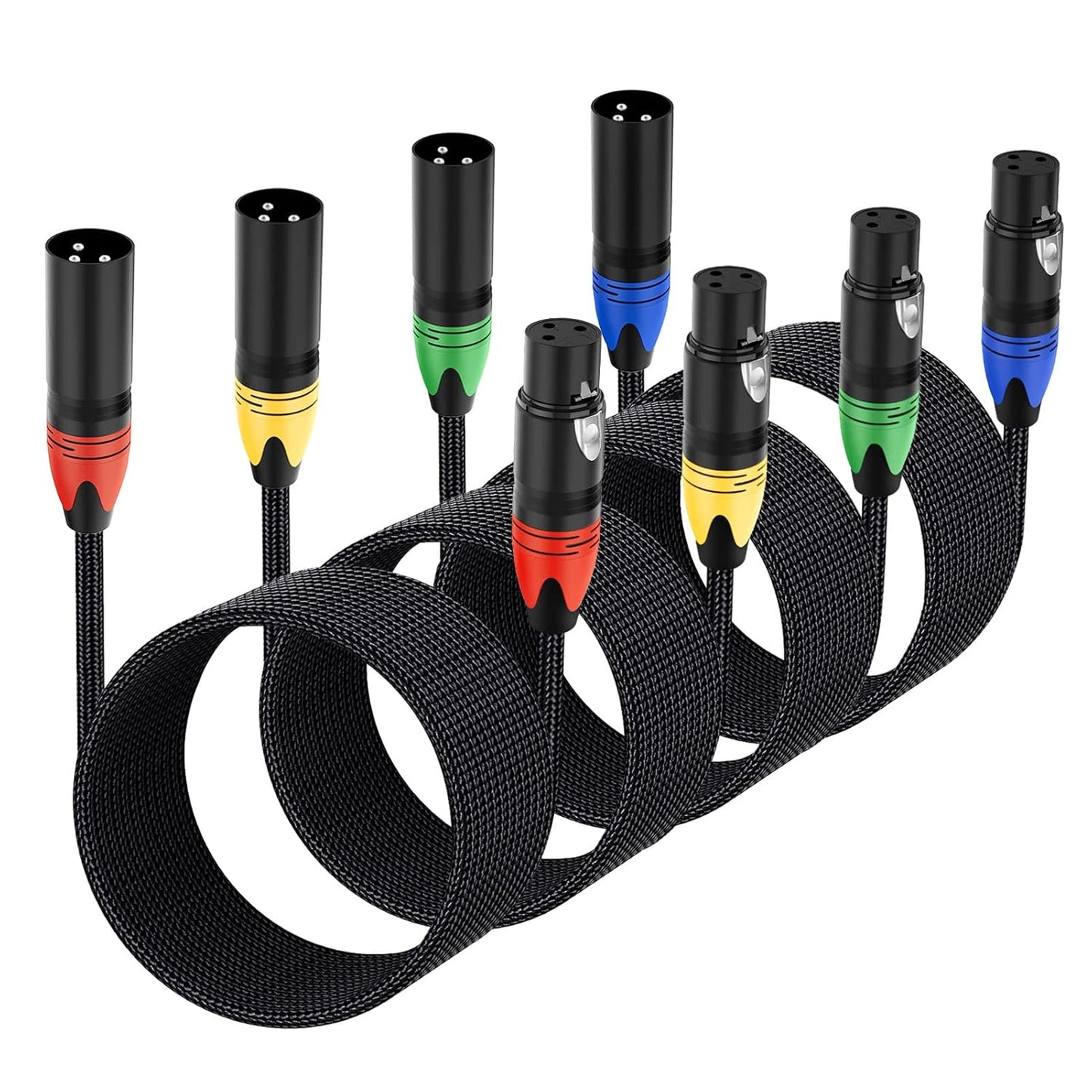 XLR Cables 25ft 4 Pack for Crystal Clear Sound and Durability