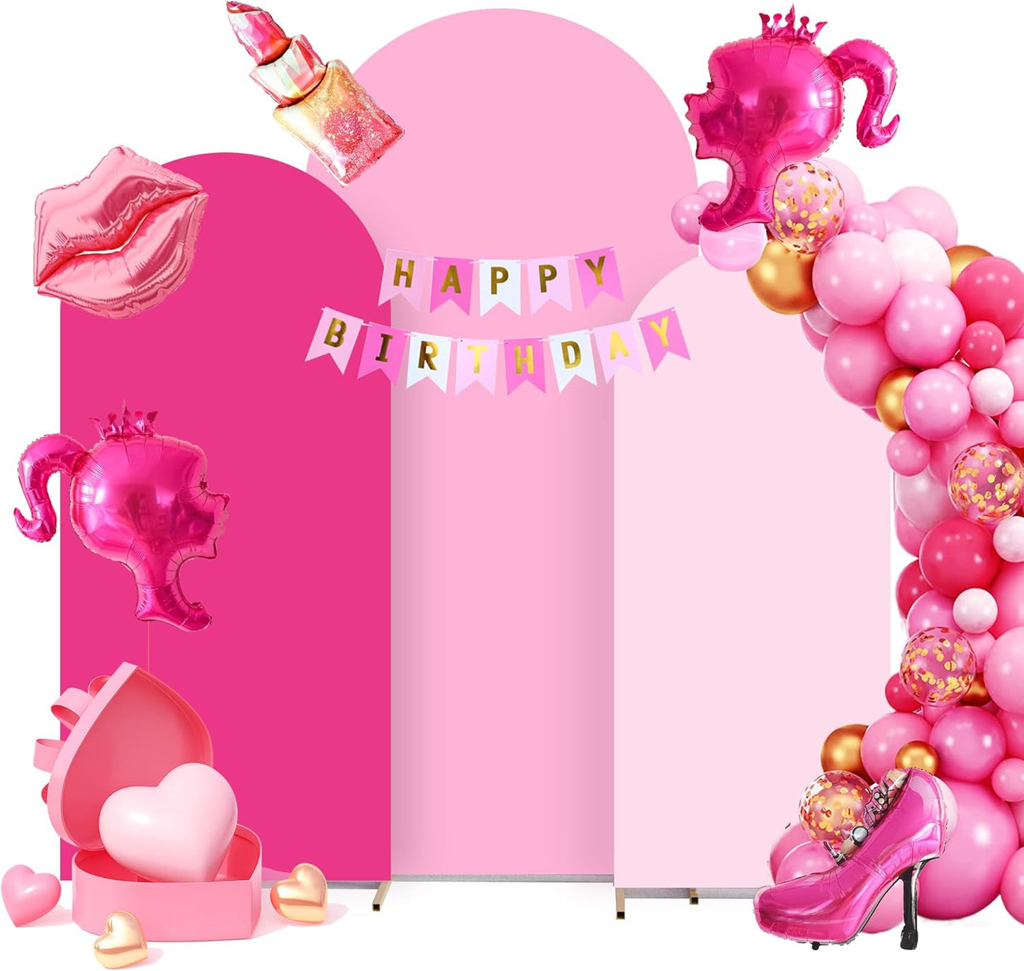 Chiara Arch Backdrop Set - Pink Spandex Covers for Events