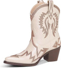 Western Boots for Women Metallic Embroidered Pointed Toe - Comfortable