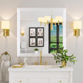 Amorho Bathroom Mirror 36x36 in White Metal Frame - Elegant, Durable