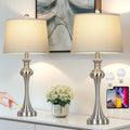 28.75 in Silver Table Lamps Set of 2 - Touch Dimmable with USB A+C