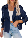 Women Crop Double Breasted Trench Coat - Stylish Office Cropped