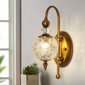 Vintage Gold Wall Sconce with Glass Globe Shade - Mid Century Vanity