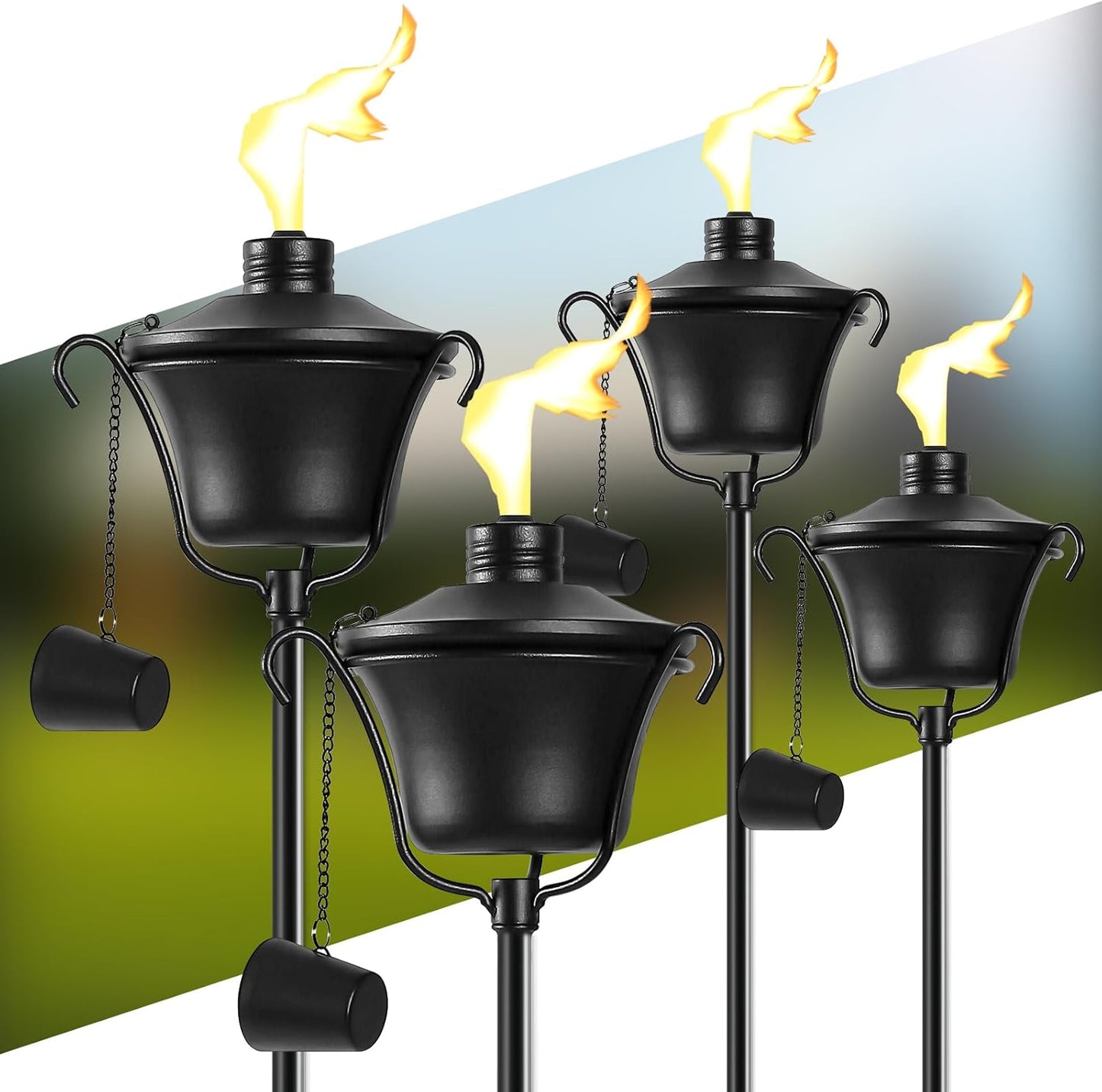 Citronella Torches Set of 4 for Outdoor Decor and Lighting