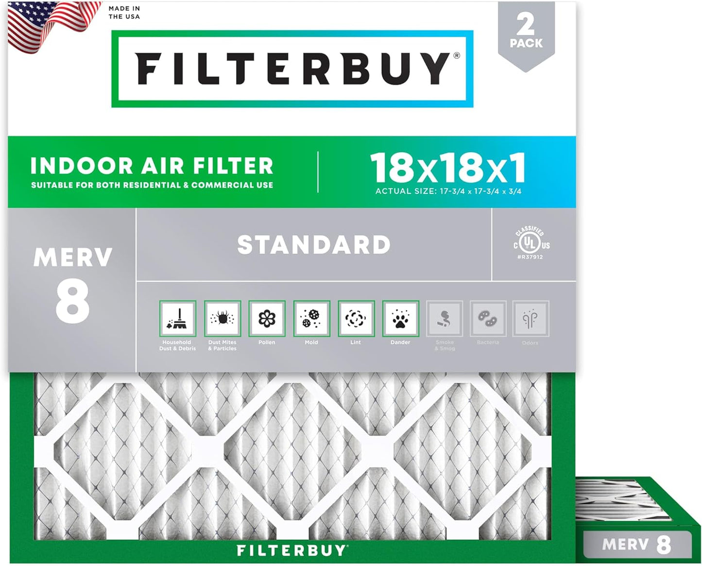 Filterbuy MERV 8 Air Filter 2-Pack: Dust Defense Duo!