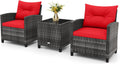RELAX4LIFE Wicker Patio Furniture Set - 3 Piece Rattan Sofa Set