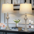 28.75in Silver Table Lamps Set of 2 with USB Charging Ports
