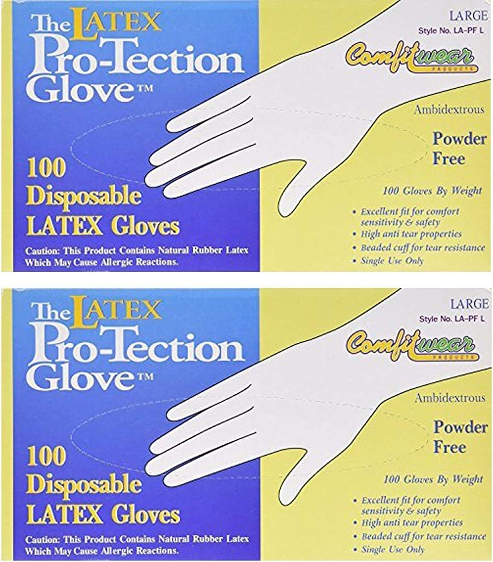 200 Large Powder-Free Latex Gloves for COMFITWEAR