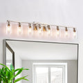 8 Light Bathroom Vanity Light Brushed Nickel - Clear Glass Design