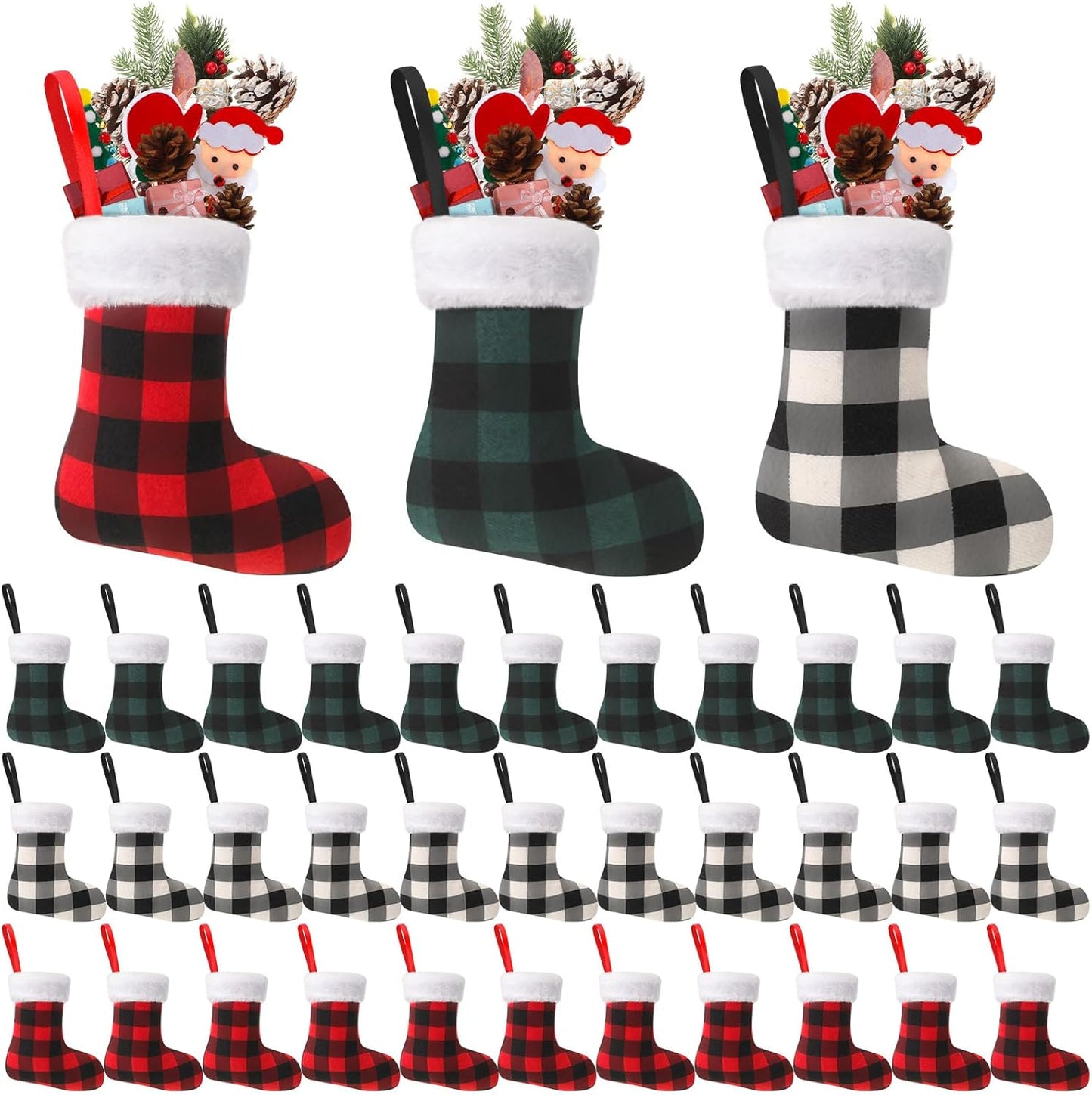 Buffalo Plaid Christmas Mini Stockings for Holiday Cheer