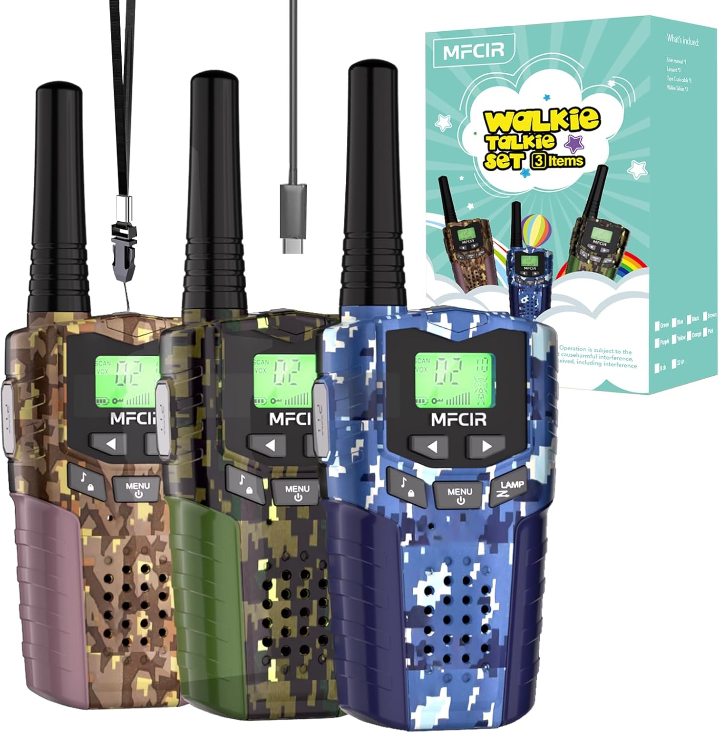 Rechargeable Kids Camouflage Walkie Talkies for Outdoor Fun