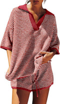 Tankaneo Womens Sweater Set 2 Piece Lounge Outfit - Cozy V Neck Knit