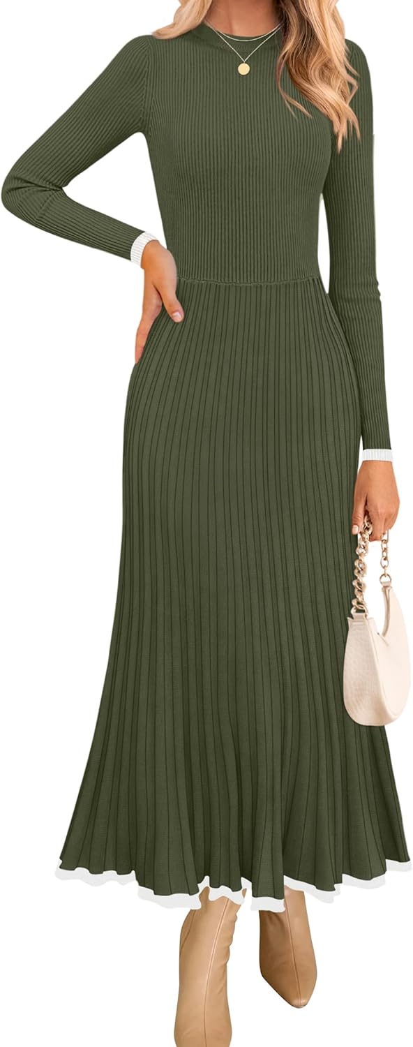 ZESICA Women's Long Sleeve Sweater Dress for Fall Weddings
