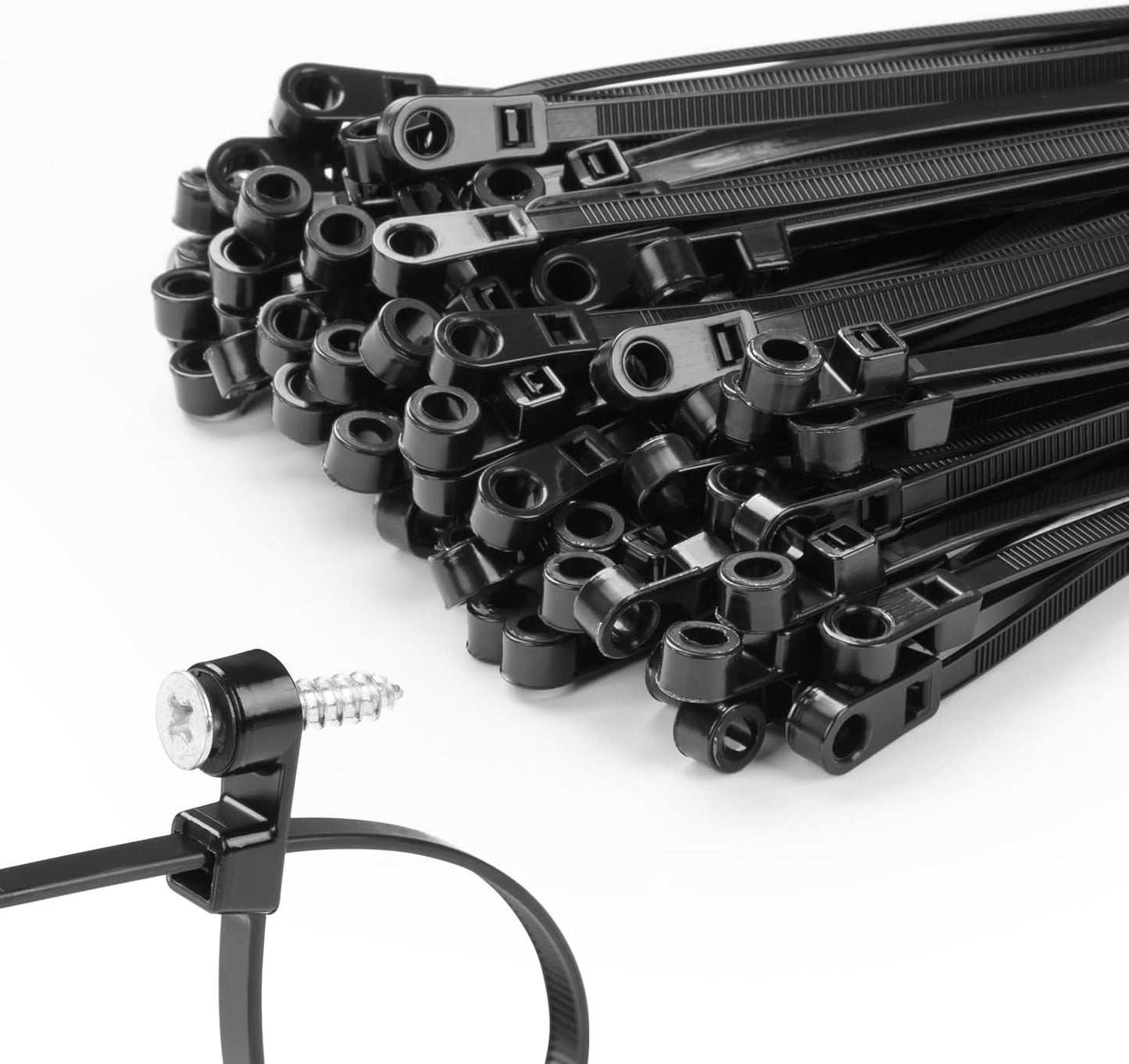 200PCS 12 Black Zip Ties - Heavy Duty Mountable Straps