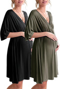 Ekouaer 3 in 1 Labor Delivery Hospital Gown 2 Pack - Stretchy Nursing