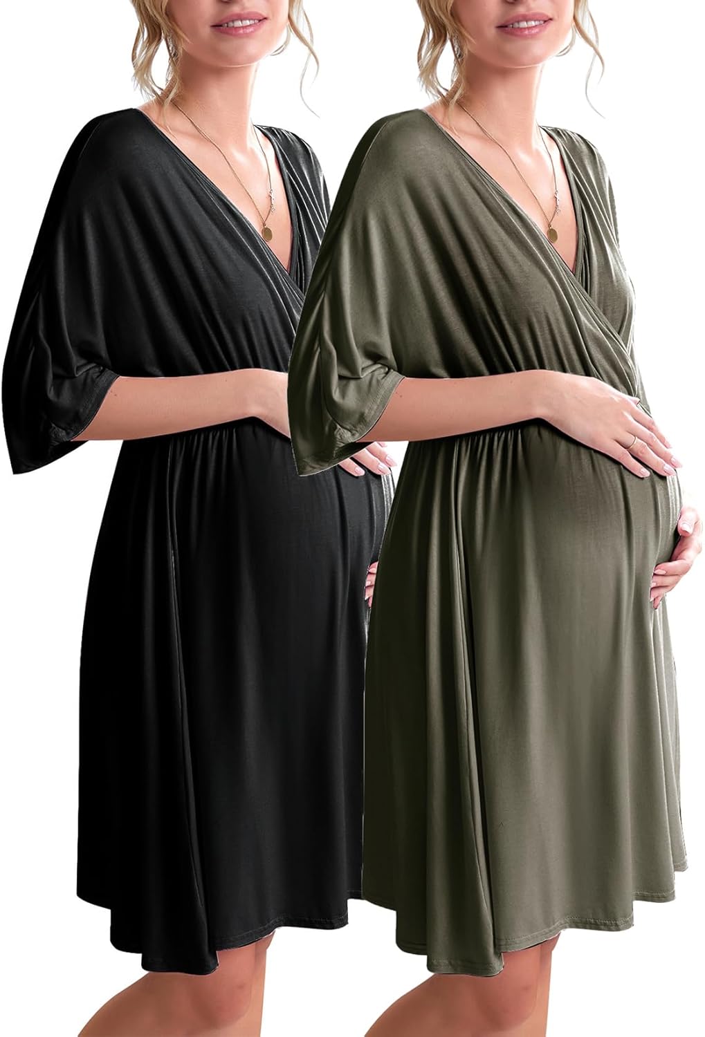 Ekouaer 3 in 1 Labor Delivery Hospital Gown for Moms