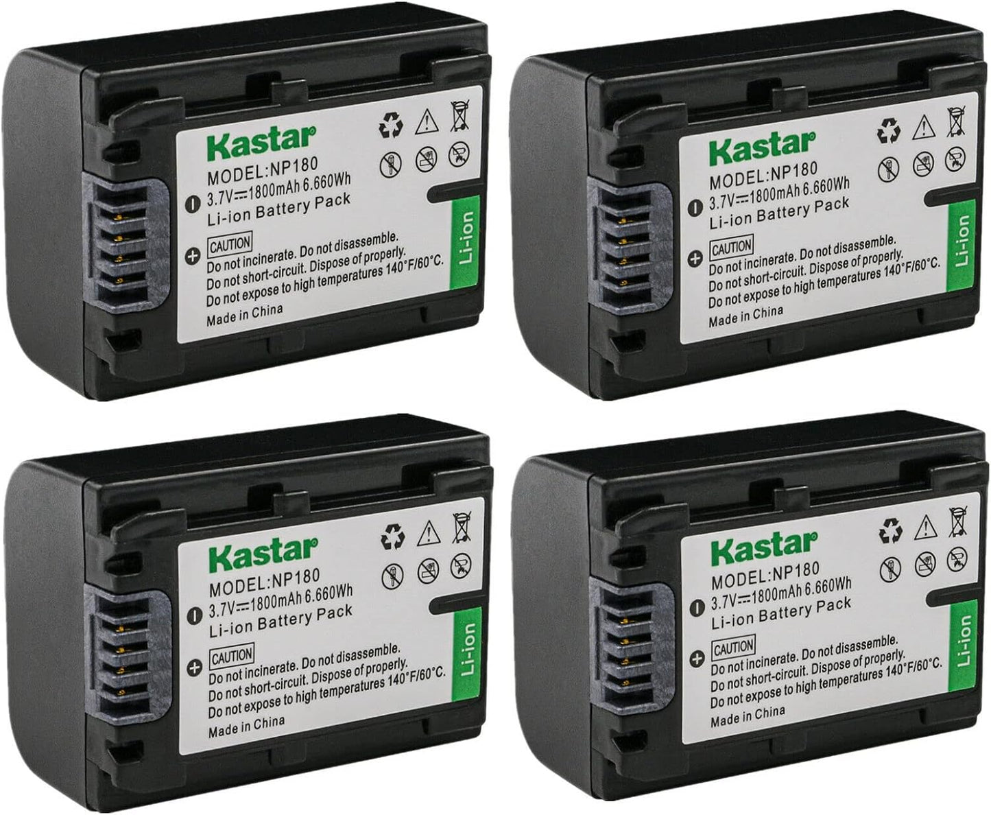 Kastar 4-Pack 3.7V 1800mAh Battery Pack for Ordro Cameras