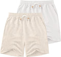 Mens Linen Shorts for Men Casual Drawstring Elastic Waist Lightweight