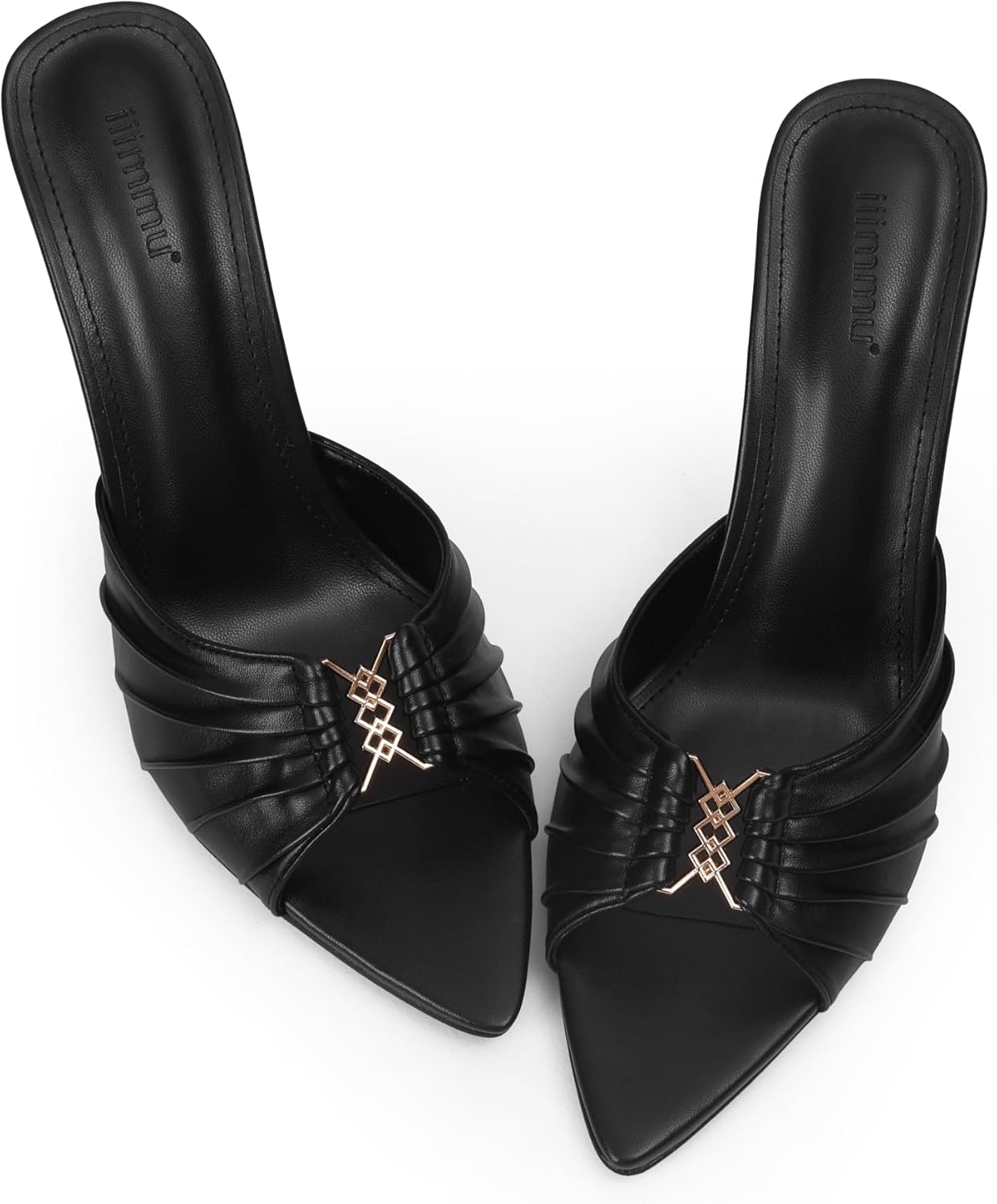 iiimmu 3.5 IN Stiletto Mules High Heels with Peep Toe Style