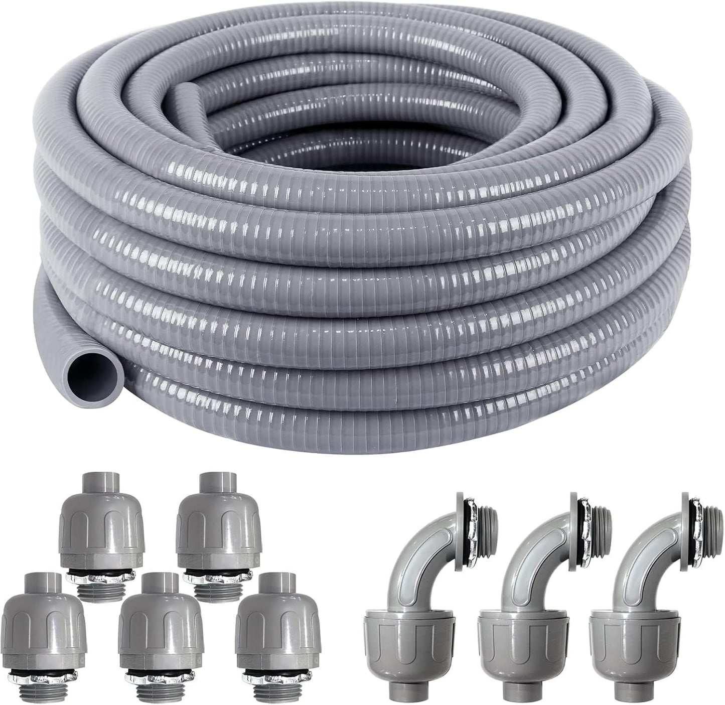 1 Inch 25ft Flexible Electrical Conduit Kit with Connectors