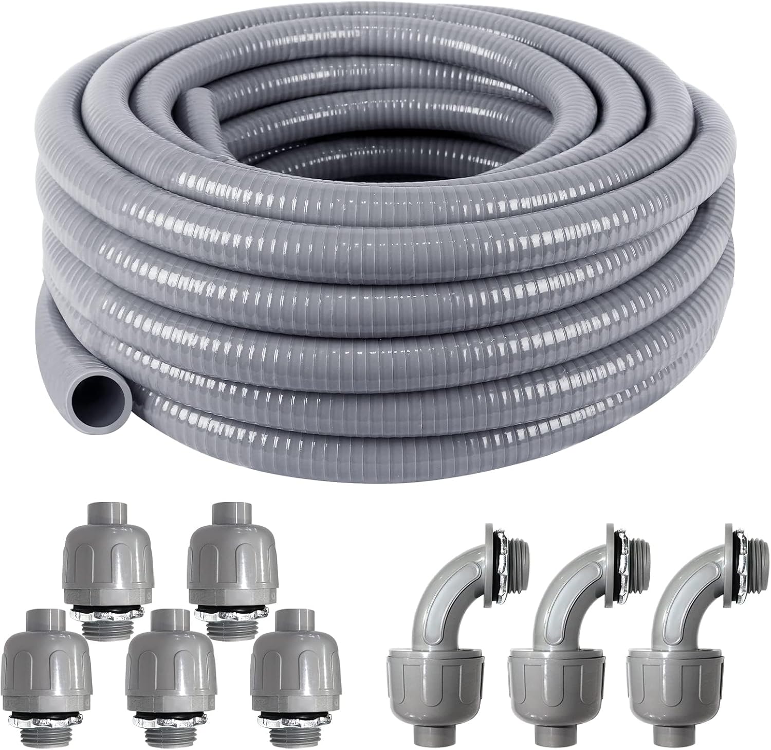1 Inch 25ft Flexible Electrical Conduit Kit with Connectors
