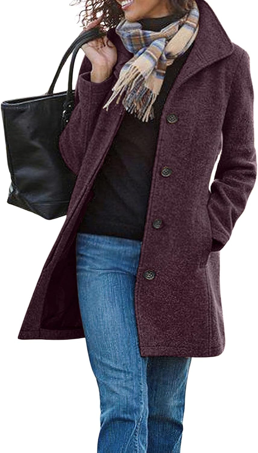 CHARTOU Women's Casual Thicken Wool Blend Pea Coat for Winter