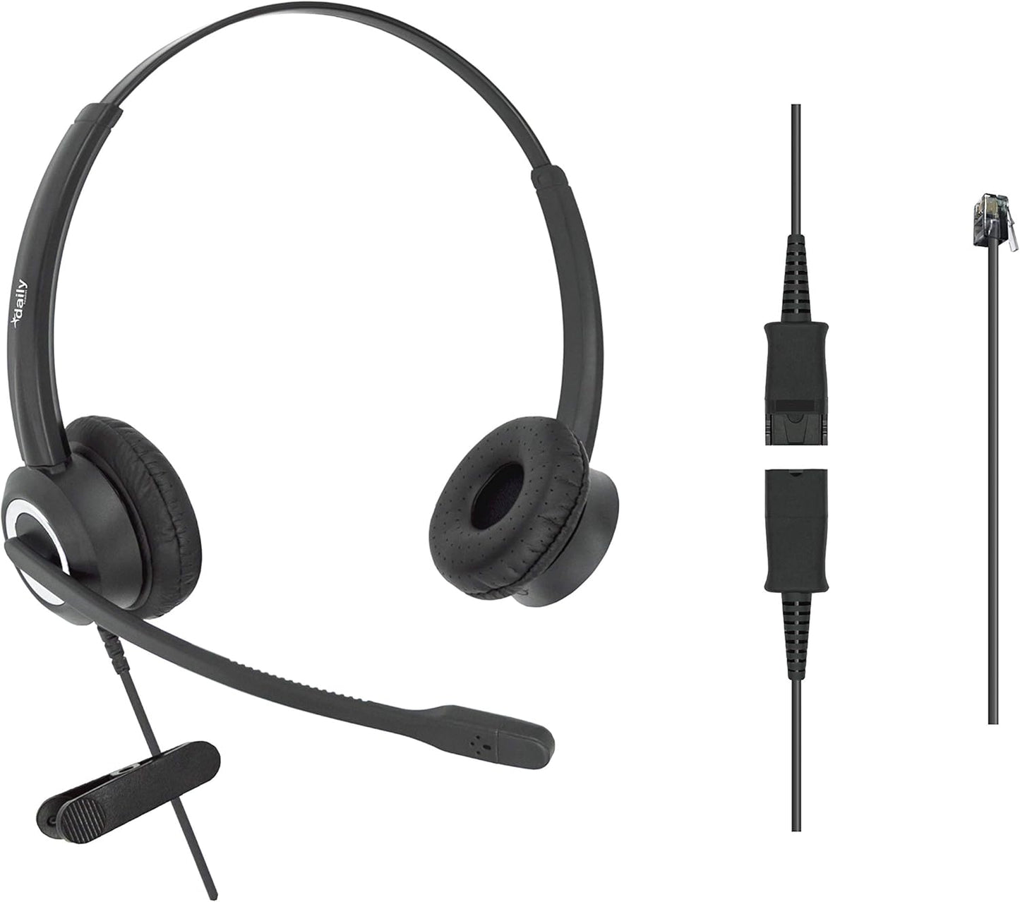 RJ9 Office Headset HD Voice for Business Phones with Adapter