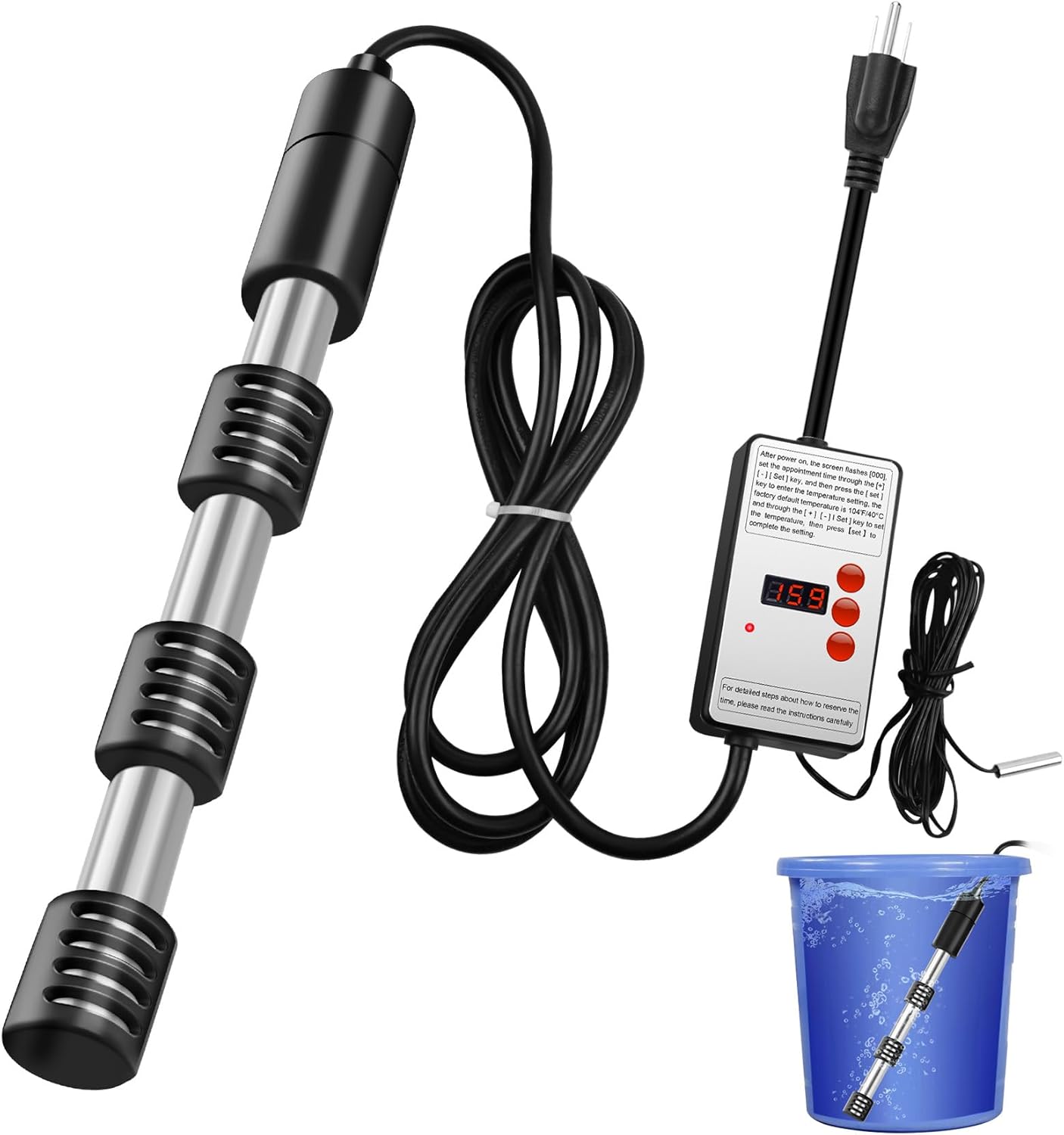 PARAROSE 1500W Stainless Immersion Heater - Heat 5 Gallons in Minutes!