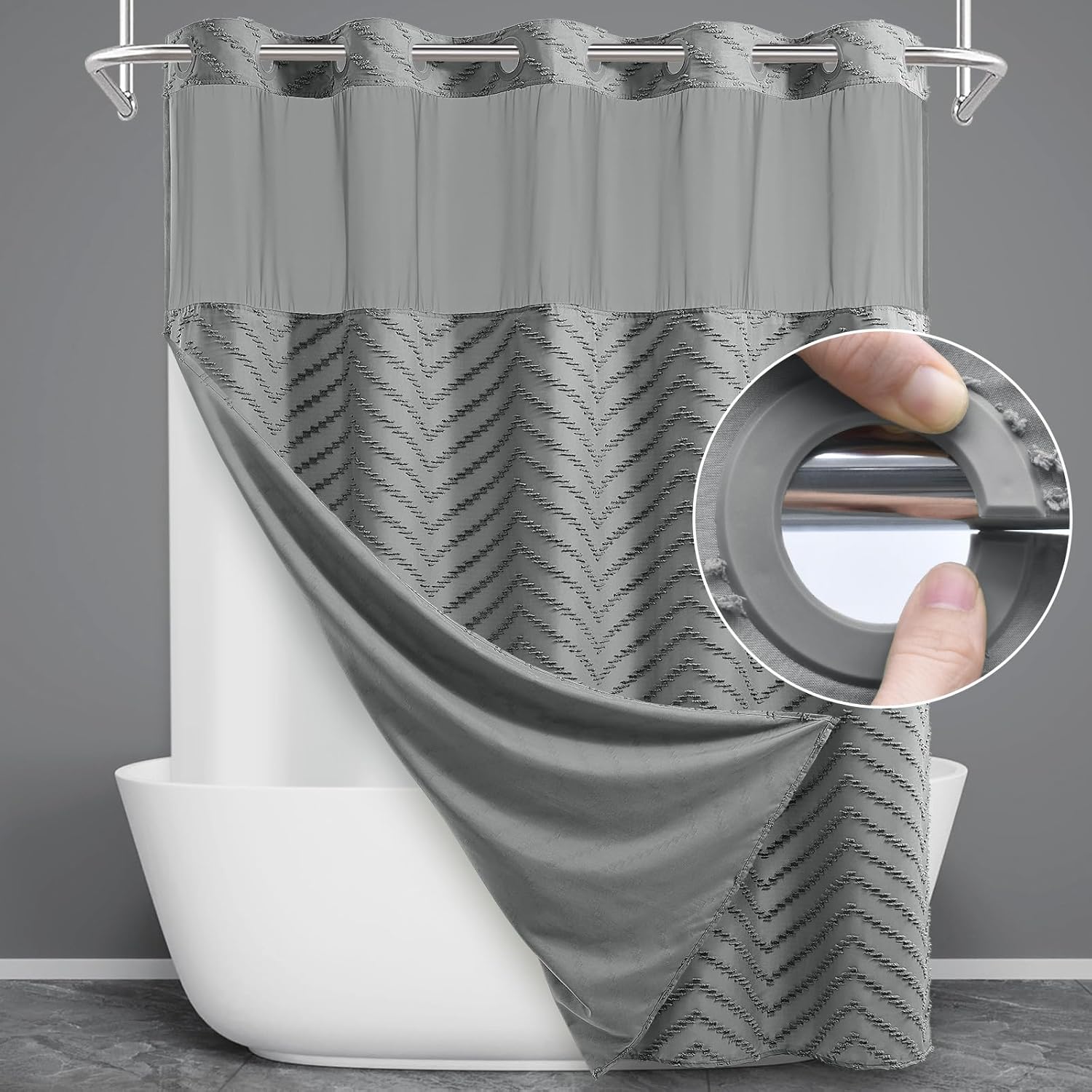 WONICY Boho Chevron Shower Curtain Set