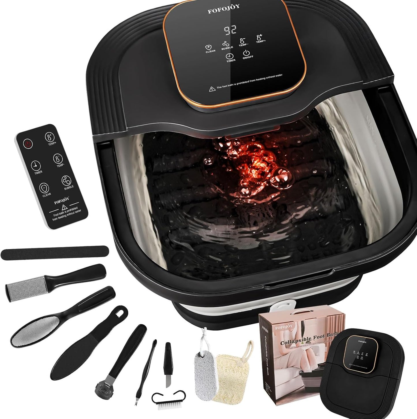 Collapsible Foot Spa Bath with Heat and Massage Roller Features
