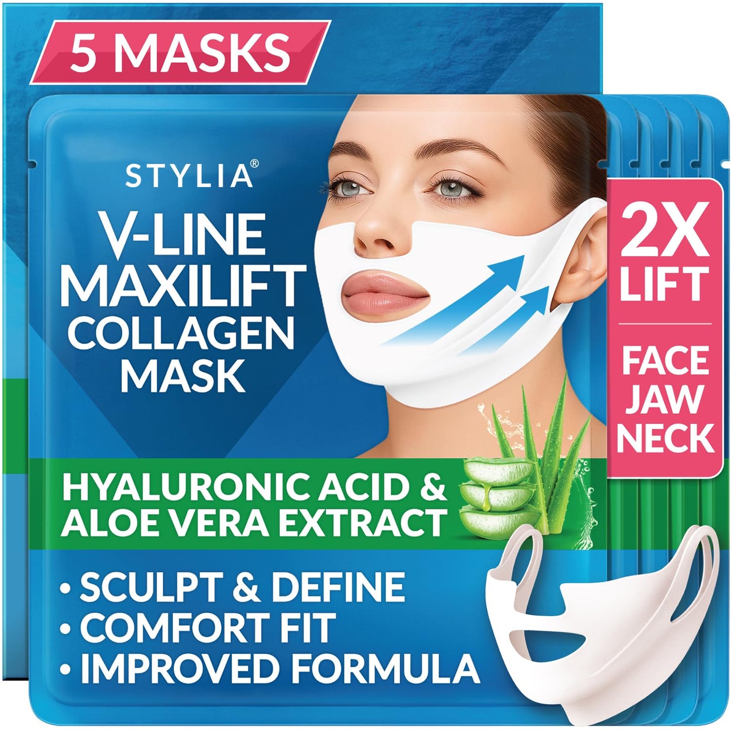 Stylia MaxiLift V-Line Lifting Collagen Face Mask for Jawline