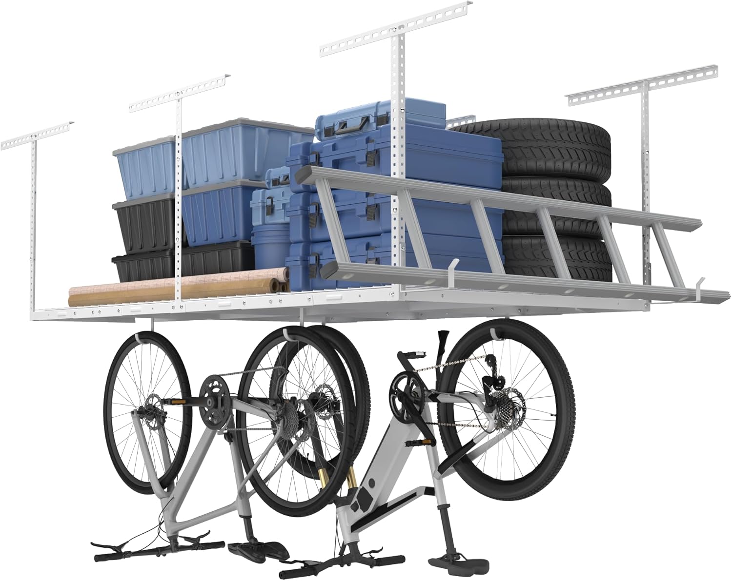 FLEXIMOUNTS 4x8 Overhead Garage Storage Rack for Maximum Space
