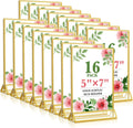Gold Acrylic Sign Holder 5x7 16 Pack - Elegant Double-Sided Table