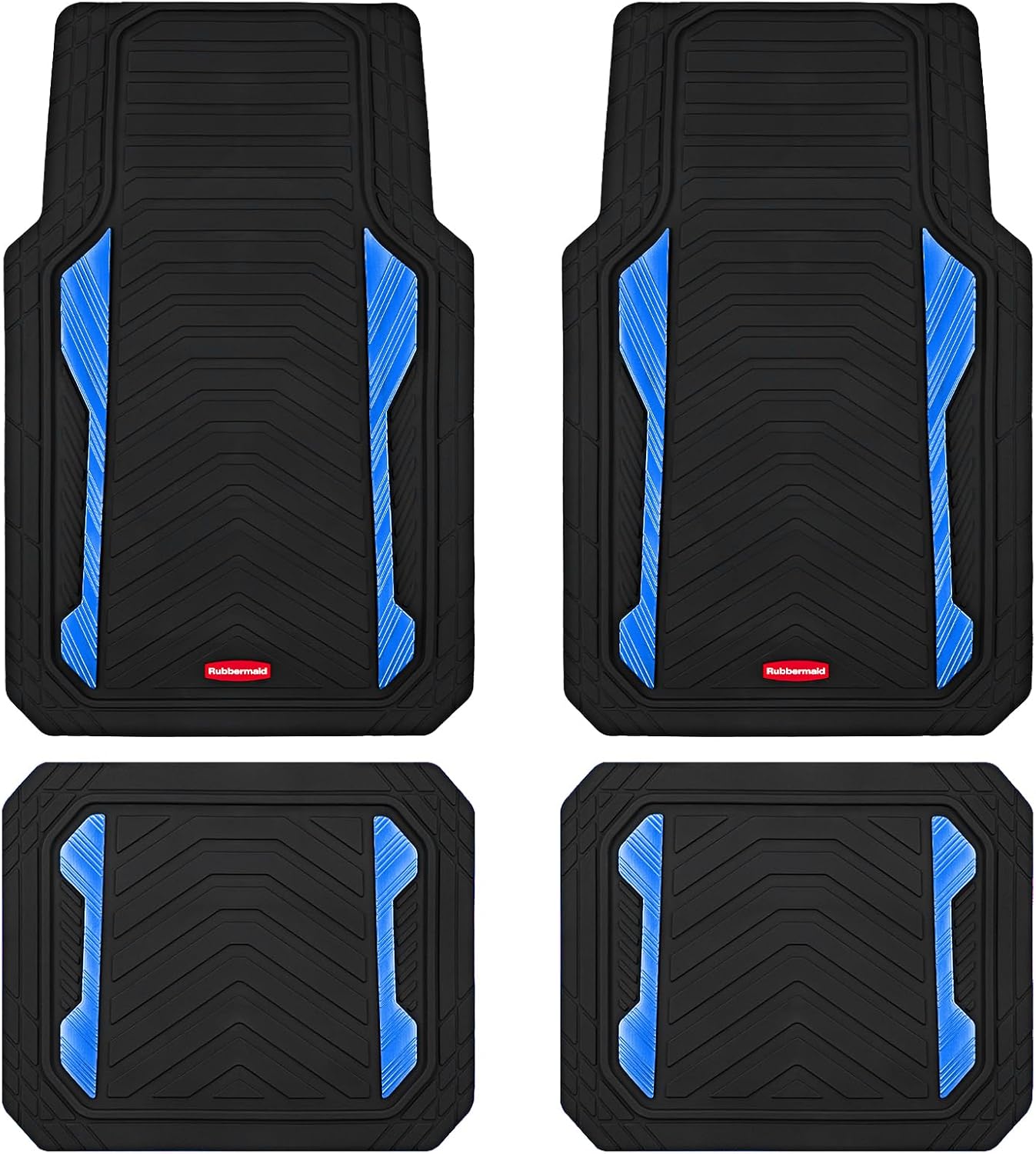 Heavy Duty All-Weather Car Mats with Blue Aluminum Inserts